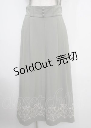 画像: axes femme / 裾刺繍サス付ワイドパンツ M グリーン Y-25-03-22-126-AX-PA-SZ-ZY