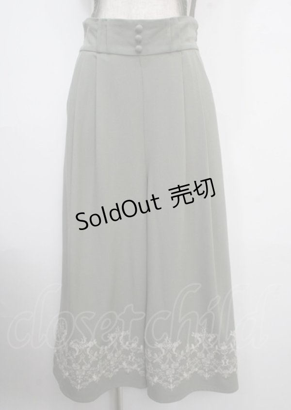 画像1: axes femme / 裾刺繍サス付ワイドパンツ M グリーン Y-25-03-22-126-AX-PA-SZ-ZY (1)