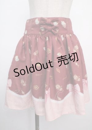 画像: LIZ LISA / LIZ LISA×魔法少女まどかマギカ クッキーリボン柄パネルスカート 0 ボルドー Y-25-03-22-140-LO-SK-SZ-ZY