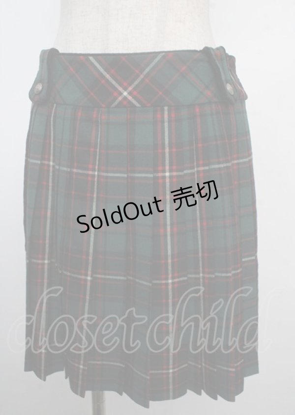 画像1: Jane Marple / タータンチェックのプリーツスカート M グリーン Y-25-03-22-151-JM-SK-SZ-ZT173 (1)