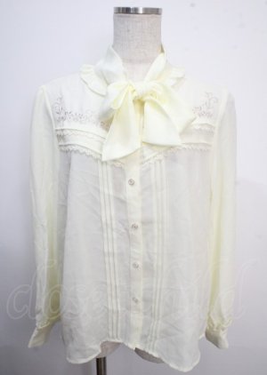 画像: axes femme / 花刺繍ボウタイブラウス F 生成り Y-25-03-22-004-AX-BL-SZ-ZY