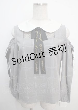 画像: Ank Rouge / ロゴリボンチェックブラウス  グレー Y-25-03-22-045-CA-BL-SZ-ZY