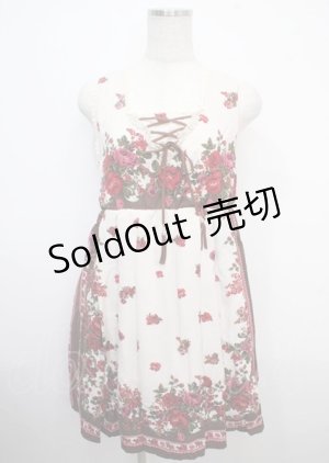 画像: axes femme / スカーフパネル柄ワンピース M ワイン Y-25-03-23-048-AX-OP-SZ-ZY