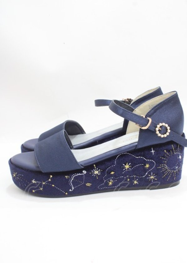 画像2: axes femme POETIQUE / 星座刺繍サンダル L 紺 Y-25-03-23-004-AX-SH-SZ-ZY (2)