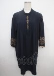 画像1: axes femme / 袖刺繍Aラインシャツワンピース M 紺 Y-25-03-23-057-AX-OP-SZ-ZI (1)