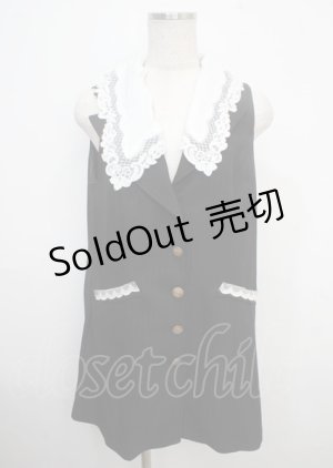 画像: axes femme POETIQUE / レース襟ロングベスト M 黒 Y-25-03-23-058-AX-TO-SZ-ZY