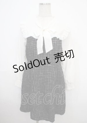 画像: axes femme POETIQUE / ツィードボウタイワンピース M 黒 Y-25-03-23-065-AX-OP-SZ-ZY