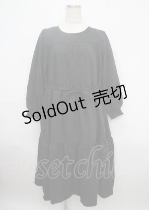 画像: axes femme POETIQUE / ティアードロング長袖ワンピース M 黒 Y-25-03-23-067-AX-OP-SZ-OS