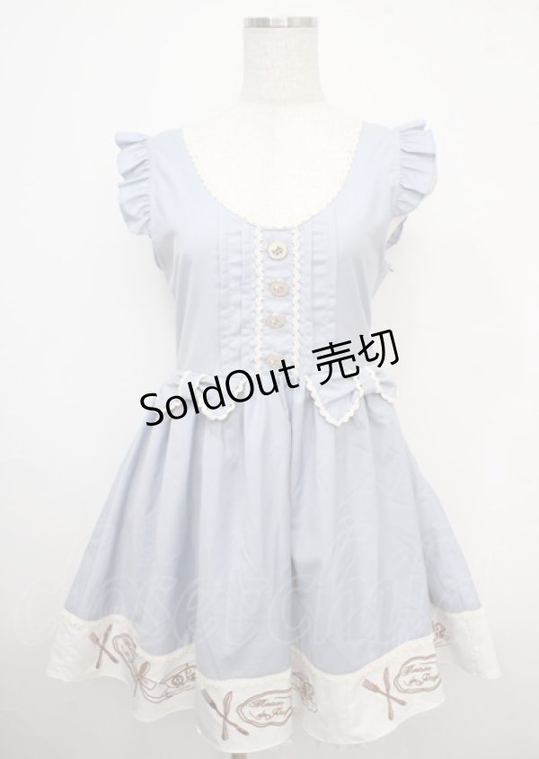 画像1: Amavel / カトラリー刺繍ジャンパースカート M サックス Y-25-03-23-081-CA-OP-SZ-ZY (1)