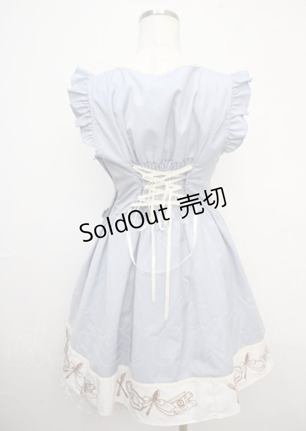 画像2: Amavel / カトラリー刺繍ジャンパースカート M サックス Y-25-03-23-081-CA-OP-SZ-ZY (2)