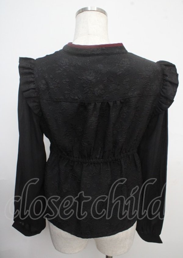 画像2: axes femme POETIQUE / チャイナバタフライ刺繍ブラウス M 黒 Y-25-03-23-011-AX-BL-SZ-ZY (2)