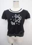 画像1: Heart E / フリルレース半袖カットソー  黒 Y-25-03-23-013-LO-TO-SZ-ZY (1)