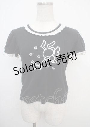 画像: Heart E / フリルレース半袖カットソー  黒 Y-25-03-23-013-LO-TO-SZ-ZY