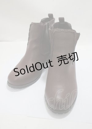 画像: axes femme / フリルゴムサイドゴアブーツ L 茶 Y-25-03-26-043-AX-SH-SZ-ZY