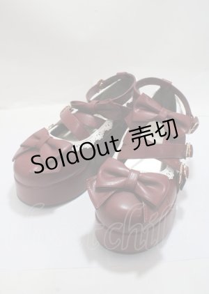 画像: axes femme kawaii / リボンスカラップ配色シューズ L ワイン Y-25-03-26-044-AX-SH-SZ-ZY