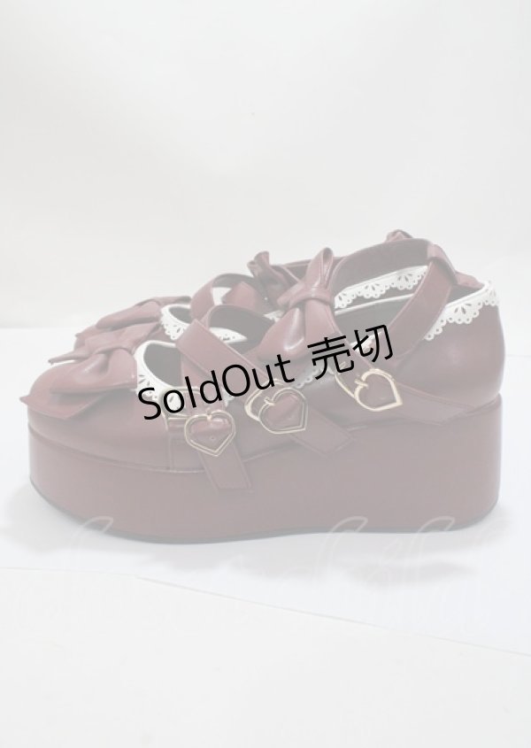 画像2: axes femme kawaii / リボンスカラップ配色シューズ L ワイン Y-25-03-26-044-AX-SH-SZ-ZY (2)