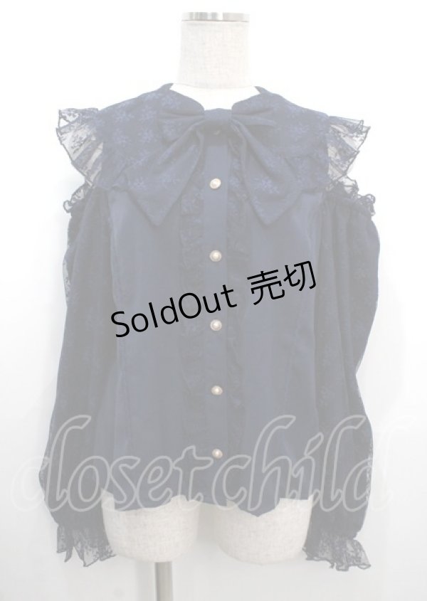 画像1: axes femme kawaii / ブルーミングレースブラウス M 紺 Y-25-03-26-049-AX-BL-SZ-ZY (1)