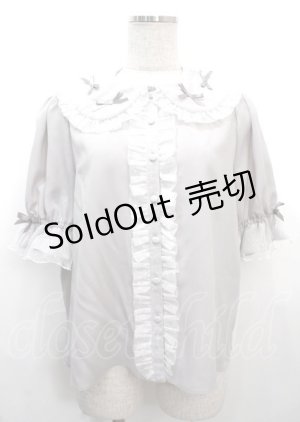 画像: axes femme kawaii / プチリボン半袖ブラウス M グレー Y-25-03-26-051-AX-BL-SZ-OS