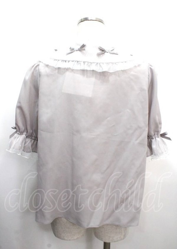 画像2: axes femme kawaii / プチリボン半袖ブラウス M グレー Y-25-03-26-051-AX-BL-SZ-OS (2)