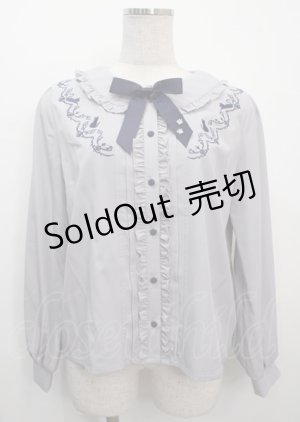 画像: axes femme POETIQUE / キャットシルエット刺繍ブラウス M グレー Y-25-03-26-054-AX-BL-SZ-ZY