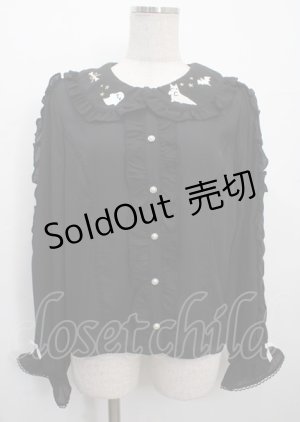 画像: axes femme kawaii / ハロウィンナイト刺繍ブラウス M 黒 Y-25-03-26-056-AX-BL-SZ-OS