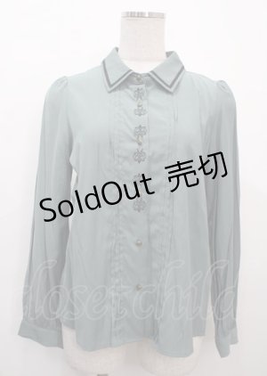 画像: axes femme POETIQUE / ボタンフレーム刺繍ブラウス M グリーン Y-25-03-26-060-AX-BL-SZ-ZY