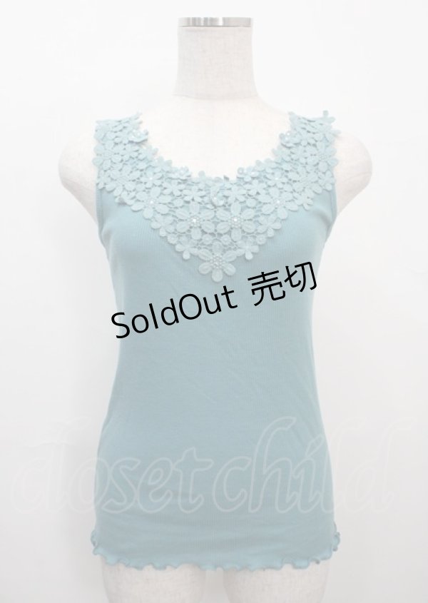 画像1: axes femme / モチーフレースリブタンク M Bグリーン Y-25-03-26-071-AX-TO-SZ-ZI (1)
