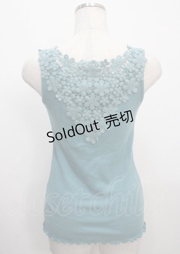 画像2: axes femme / モチーフレースリブタンク M Bグリーン Y-25-03-26-071-AX-TO-SZ-ZI (2)