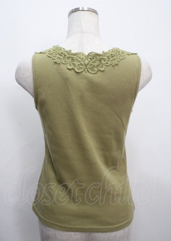 画像2: axes femme / モチーフレースタンク M 黄緑 Y-25-03-26-072-AX-TO-SZ-ZI (2)