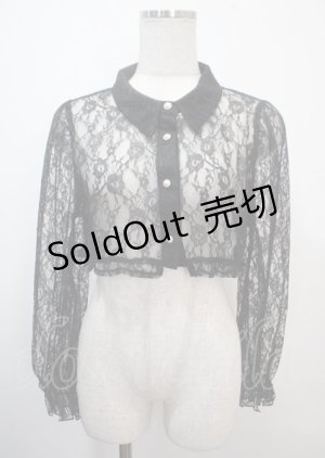 画像: axes femme POETIQUE / レースクロップドブラウス M 黒 Y-25-03-26-074-AX-BL-SZ-ZY