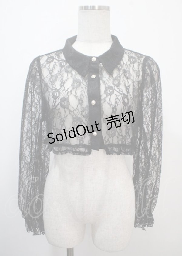 画像1: axes femme POETIQUE / レースクロップドブラウス M 黒 Y-25-03-26-074-AX-BL-SZ-ZY (1)