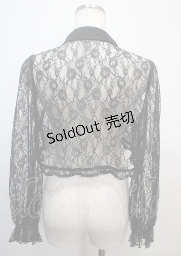 画像2: axes femme POETIQUE / レースクロップドブラウス M 黒 Y-25-03-26-074-AX-BL-SZ-ZY (2)