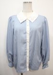 画像1: axes femme / 襟刺繍シアーストライプブラウス M サックス Y-25-03-26-081-AX-BL-SZ-ZY (1)