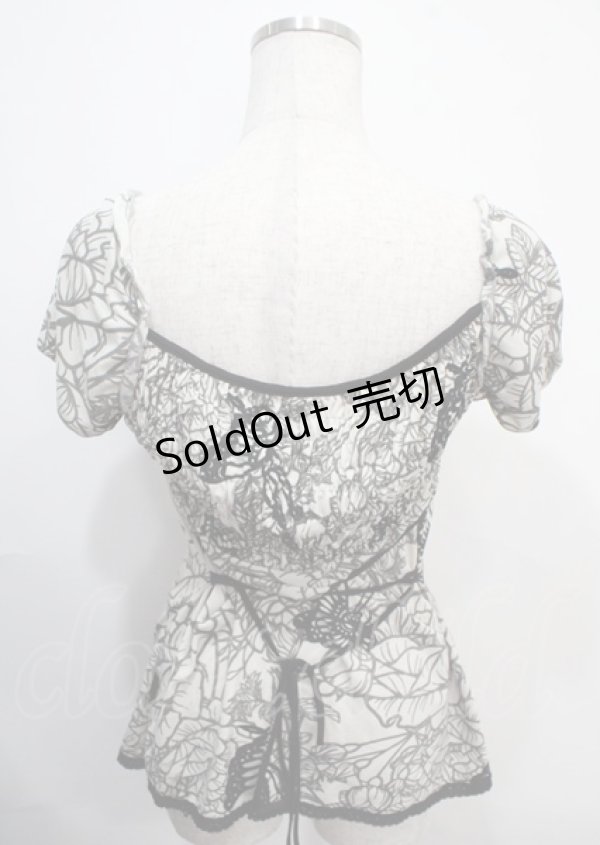 画像2: Ozz oneste / 蝶×花ptシャーリングカットソー  オフ×黒 Y-25-03-26-101-OO-TO-SZ-ZY (2)