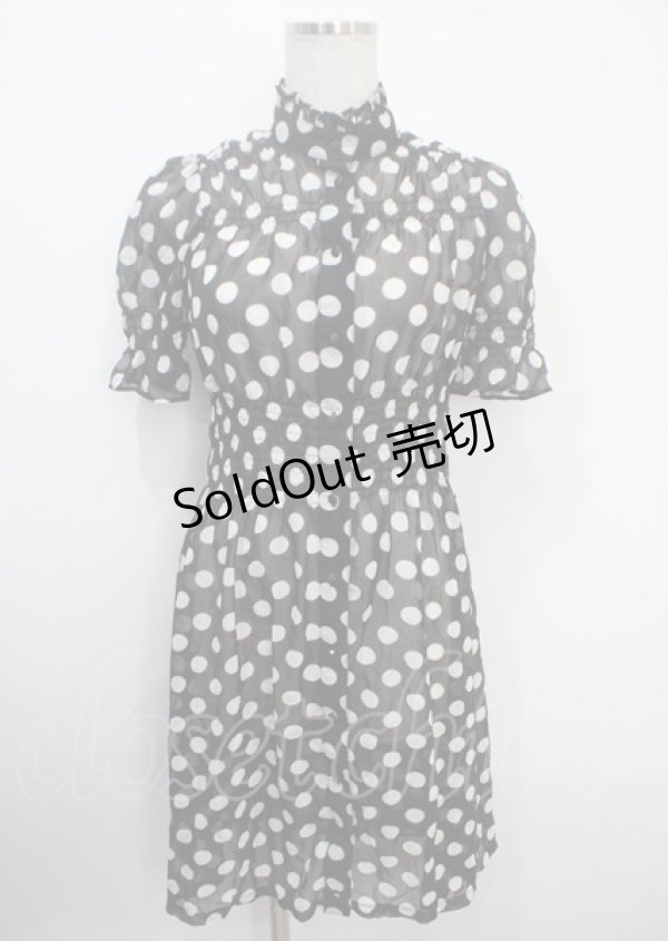 画像1: CHOICE / ドット柄シフォンワンピース  黒 Y-25-03-26-108-PU-OP-SZ-ZY (1)
