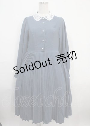 画像: mpetit by misako / AM*レースエリプリーツワンピース L 中青 Y-25-03-26-115-LO-OP-SZ-ZY
