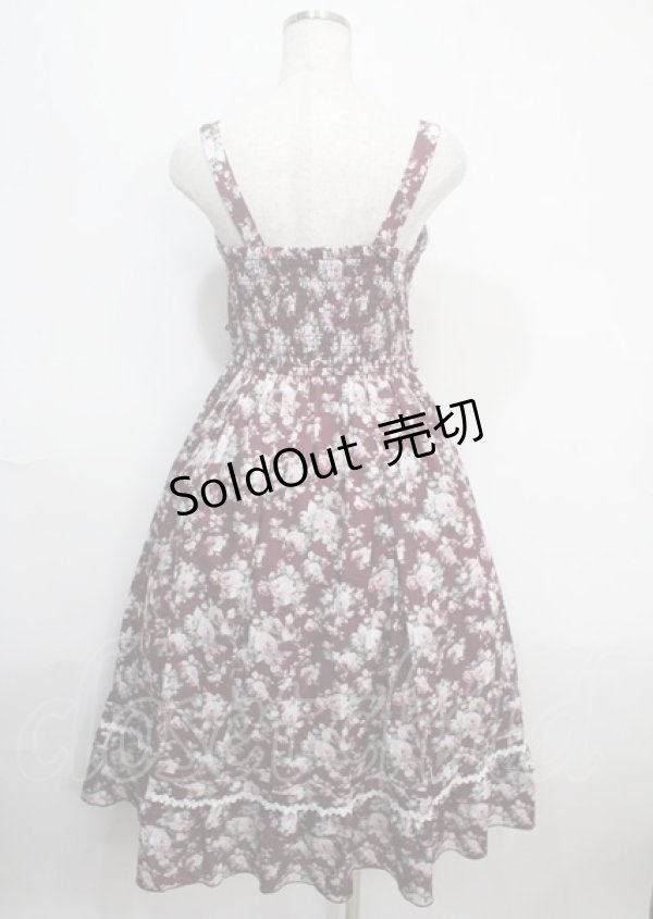 画像2: axes femme / ビッグリボン×ローズ柄ジャンパースカート F ワイン Y-25-03-26-137-AX-OP-SZ-ZY (2)