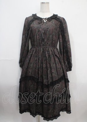 画像: axes femme NOSTALGIE / ゴブラン風花柄ワンピース M 黒 Y-25-03-26-138-AX-OP-SZ-OS