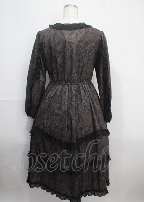 画像2: axes femme NOSTALGIE / ゴブラン風花柄ワンピース M 黒 Y-25-03-26-138-AX-OP-SZ-OS (2)