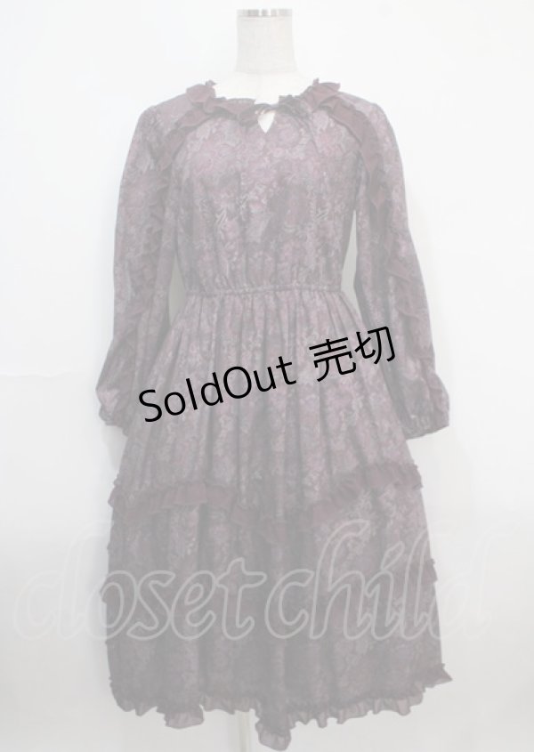 画像1: axes femme NOSTALGIE / ゴブラン風花柄ワンピース M パープル Y-25-03-26-139-AX-OP-SZ-ZT138 (1)