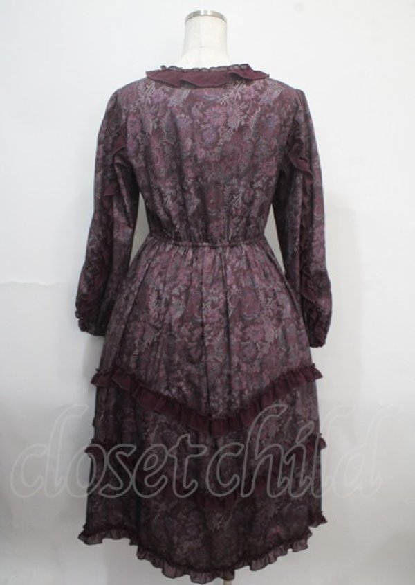 画像2: axes femme NOSTALGIE / ゴブラン風花柄ワンピース M パープル Y-25-03-26-139-AX-OP-SZ-ZT138 (2)