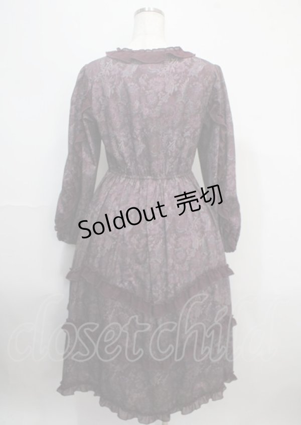 画像2: axes femme NOSTALGIE / ゴブラン風花柄ワンピース M パープル Y-25-03-26-139-AX-OP-SZ-ZT138 (2)