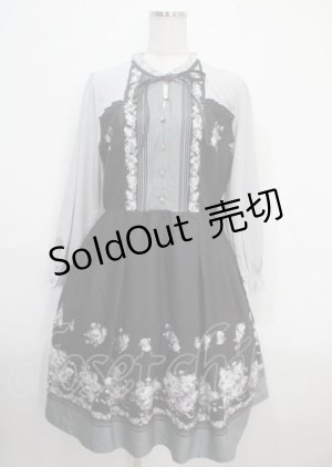 画像: axes femme / ローズブーケ柄ワンピース M 黒 Y-25-03-26-140-AX-OP-SZ-ZI