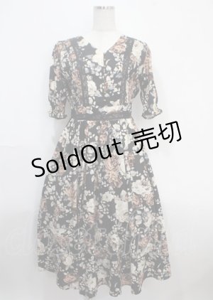 画像: axes femme NOSTALGIE / 絵画風ローズ柄ワンピース F 黒 Y-25-03-26-141-AX-OP-SZ-OS