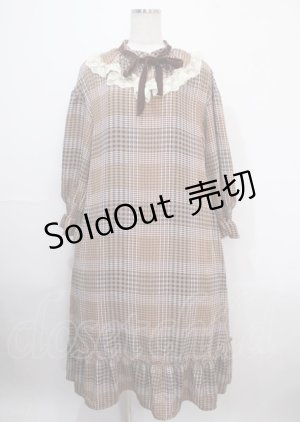 画像: axes femme / チェックプリントロングワンピ M 茶 Y-25-03-26-142-AX-OP-SZ-ZT104