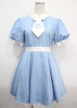 画像1: axes femme POETIQUE / リボン刺繍ネクタイ付きワンピース M サックス Y-25-03-26-154-AX-OP-SZ-ZY (1)