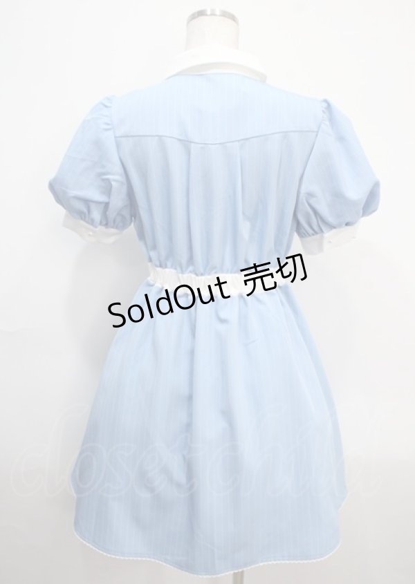 画像2: axes femme POETIQUE / リボン刺繍ネクタイ付きワンピース M サックス Y-25-03-26-154-AX-OP-SZ-ZY (2)