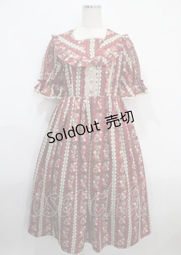 画像1: axes femme kawaii / ローズベリーガーデンワンピース M ワイン Y-25-03-26-158-AX-OP-SZ-ZY (1)