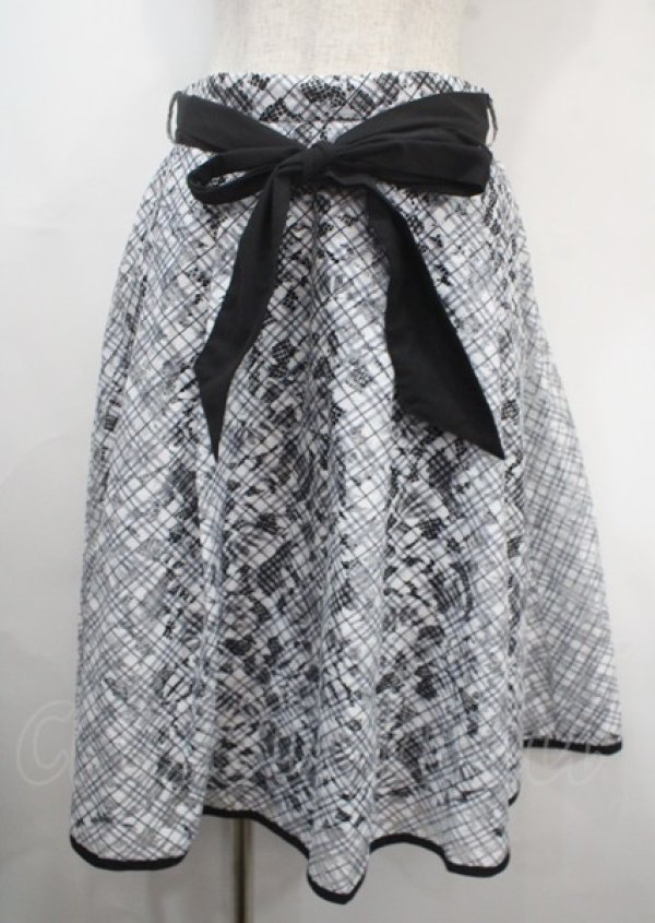 画像1: axes femme POETIQUE / チェックプリントレーススカート M 黒 Y-25-03-26-172-AX-SK-SZ-OS (1)
