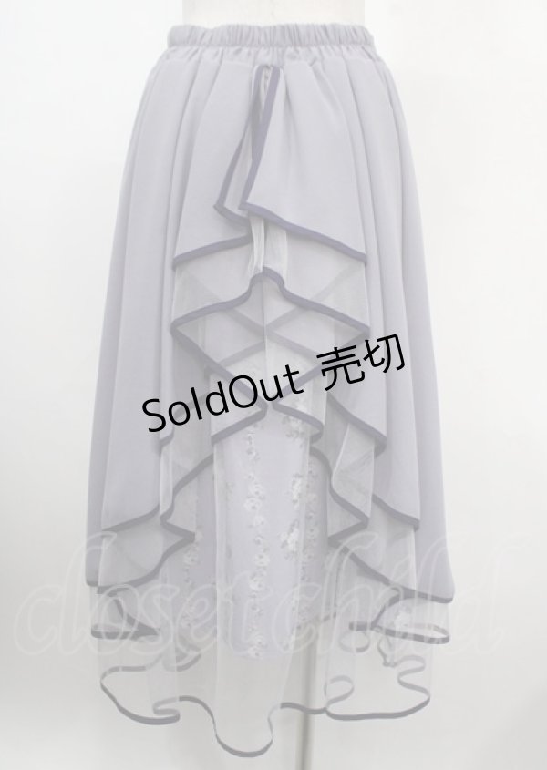 画像2: axes femme POETIQUE / リボン花柄バックフリルスカート M ラベンダー Y-25-03-26-174-AX-SK-SZ-ZY (2)